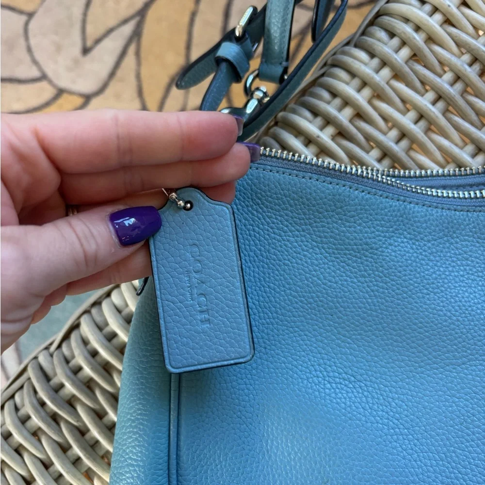 Coach Leather Sutton Hobo Shoulder Bag blue boho timeless versatile classic chic